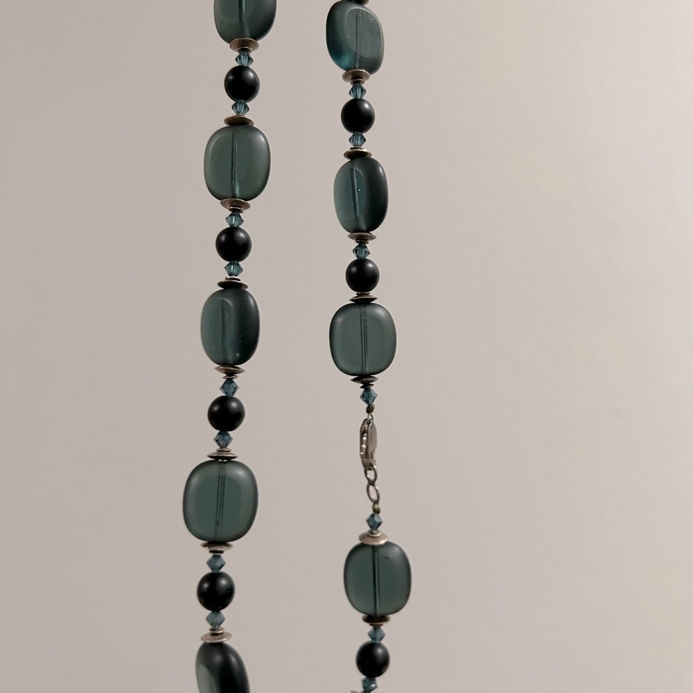 Very cool vintage necklace, 925, with Glass, crystal, and gemstone beads.